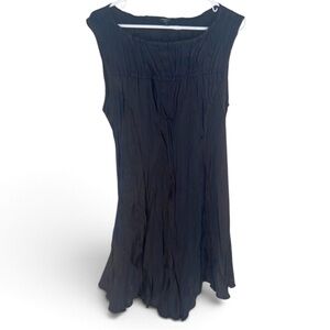 NEW Komarov Black Crinkled Sleeveless Midi Dress S Small